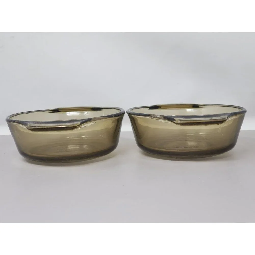 Vintage‎ Lovenware Amber Glass Casserole Dishes & Bowls Set Of 4 With Handles
